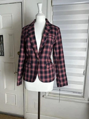 Blazer Tommy Hilfigure Mujer  Estampado a Cuadros Codo Parche Nuevo con Etiquetas Talla 12 Foto 1 de 4