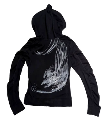 Vintage Metal Mulisha Sweatshirt Hoodie Womens S Black Grunge Angel Wings Skull - Image 1 of 4