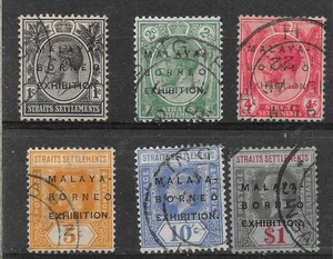 MALAYA STRAITS SETTLEMENTS SG250/5 1922 MALAYA-BORNEO EXHIB SCRIPT WMK SET USED - Picture 1 of 1