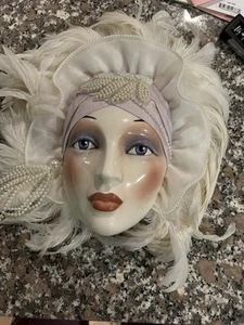 Vintage Clay Art Ceramic Face Wall Woman Mask With Stand - Picture 1 of 1