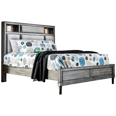 Furniture of America Cartagena Solid Wood California King Bookcase Bed in Gray - Image 1 of 4