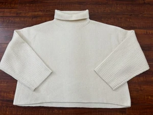 Toteme Sweater Wool Blend Rib Knit Turtleneck Size Small Ivory Women’s - Picture 1 of 12
