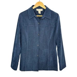 Chaqueta Top Vintage Norton McNaughton Azul Marino Imitación Gamuza Años 90 Y2K Mujer Talla 8 - Imagen 1 de 9