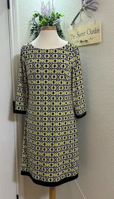 CALVIN KLEIN DRESS SZ 8 LIME GREEN GEOMETRIC DRESS - Image 1 of 4