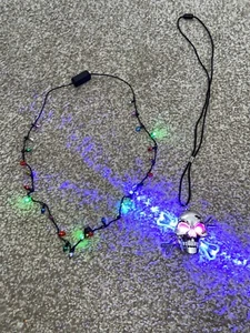 Happy Halloween Flashing Skull 6 LED Lights and Christmas Mini Lights Necklace - Picture 1 of 5
