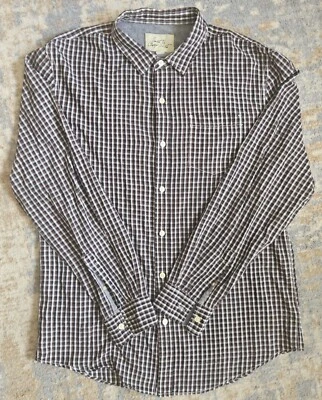 Just A Cheap Shirt Men's Large White Brown Black Check Button Up With Pocket - Image 1 of 4