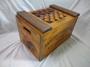 Vtg Anheuser Busch Wood Box/Crate w/ Checkers Lid St Louis MO Budweiser Eagle - Picture 1 of 12