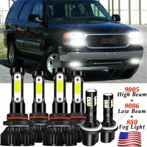 For GMC Yukon SLT 2000-2005 2006 Combo 6x Front LED Headlights 880 Fog Bulbs Kit - Picture 1 of 12