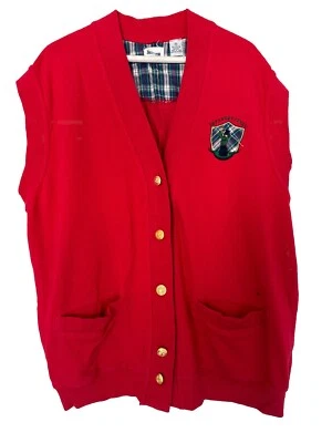 Vintage Men's Golf  Vest Button Up Sweater Pinehurst Line-up Red Gold  Size M - Image 1 of 4