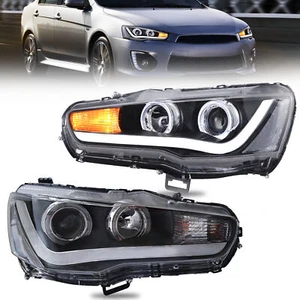 VLAND LED Headlights For 2008-2017 Mitsubishi Lancer EVO X Black Front Lamps - Picture 1 of 10