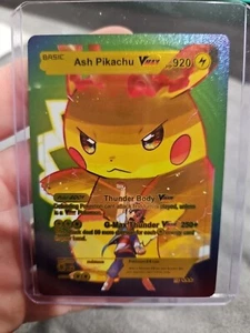 Carta Pokemon Ash Pikachu Vmax Rainbow Foil Fan Art Premium da collezione  - Foto 1 di 4