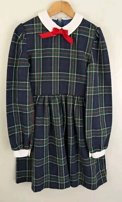 Vestido De Colección Hartstrings Niñas 7 Tartán Cuadros Vacaciones Clásico Mezcla de Lana Modesto EE. UU. Foto 1 de 4