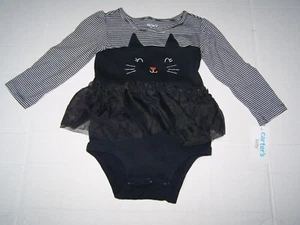 Carter's Baby Girl One Piece Long Sleeve Cat Tule Multicolor Stripe Size 18M NWT - Picture 1 of 2