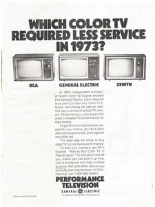 Original 1974 General Electric Color TV Vintage Print Ad- Performance Television - Picture 1 of 1