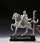 Statue d'art de Bouddha en porcelaine blanche China Dehua chevauchée à cheval guan gong GuanYu GGG