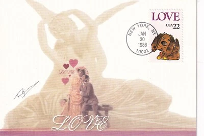 USA 1986 FIRST DAY COVER ON MAXI CARD, LOVE ISSUE - Image 1 of 2
