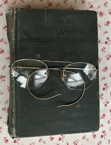 Gafas de colección con marco de alambre de principios del siglo XX en estuche de espectáculo original antiguo - Imagen 1 de 7
