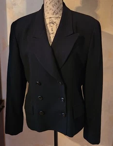 Vintage Christian Dior Women's Black Wool Blazer Size 14 - Picture 1 of 8