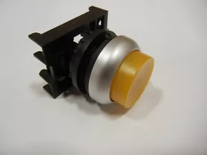 Cutler-Hammer: M22S-DLH-Y - Pushbutton, 22mm, NEMA 4X, w/ Mounting Clip, Amber - Picture 1 of 1
