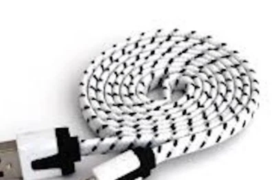 Flat Braided Noodle Fabric Micro USB Charger Cable for iphone 8 7 6 4 5s 5c plus - Image 1 of 4