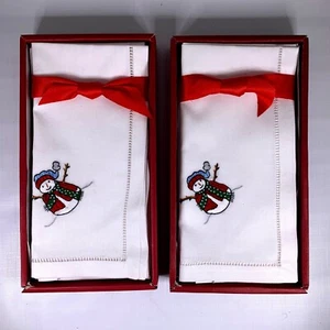 Windham Weavers Schneemann Servietten Weihnachten Set 8 bestickt Urlaub - Bild 1 von 2