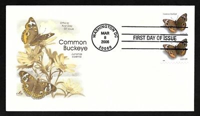 #4002 24c Common Buckeye Butterfly- ArtCraft FDC Coil Pair - Image 1 of 2