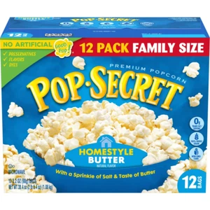 Pop Secret Microwave Popcorn Movie Theater Butter Flavor 3 Oz Sharing Bags 12 C - Picture 1 of 11