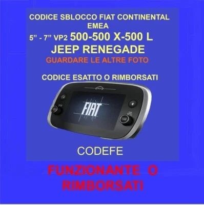 CODICE SBLOCCO RADIO FIAT CONTINENTAL EMEA DAL 2015 AL 2020 DO SUBITO IL CODE - Image 1 of 4