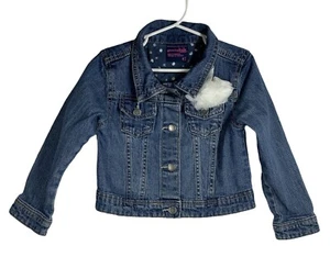 Kids Girls OSHKOSH GenuineKids Size 4 T Denim Blue Jacket With White Flower NICE - Picture 1 of 11