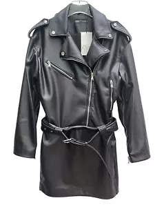 Zara Negro Piel Sintética Vestido Con Cremalleras Talla M Ref. 4341 211 - Imagen 1 de 6