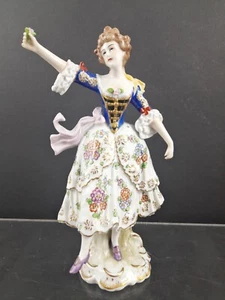 Sitzendorf Thüringer Porzellan, Porzellanfigur, Dame Mit Blume, Handbemalt, Top - Bild 1 von 6