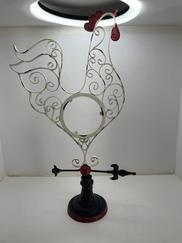 19” cast iron Rooster 4” Clock Holder Table Farmhouse Decor Cover