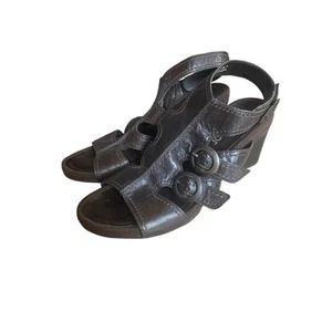 Gabor wedge sandals women's size 7.5 brown leather comfort casual  - Picture 1 of 5