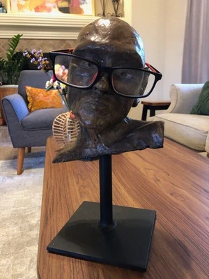 Signed Original Sculpture Bust of a Man with Stand Contemporary Style  - Image 1 of 4