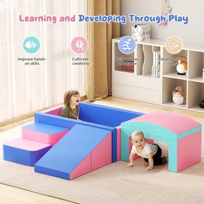 Toddlers Foam Climbing Blocks Soft Play Ball Pit Foldable Building Toy Set - Image 1 of 4