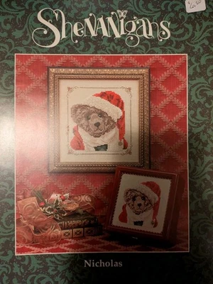 Vintage OOP Just Nan Shenanigans Nicholas Christmas Bear Cross Stitch Pattern - Image 1 of 3