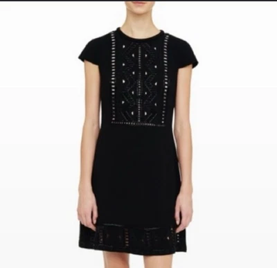 Vestido Club Monaco Mujer’s 12 Negro Cambio Cuentas Cóctel Manga Corta L Clásico Foto 1 de 4