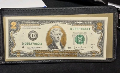 22K Gold Accented $2 Jefferson Legal Tender U.S. Note  Commemorative  C.O.A. - Image 1 of 4