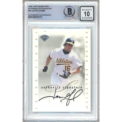 Jason Giambi Firmado 1996 Hoja Firma #58 Oakland A's Beckett BAS BGS Automático 10 Foto 1 de 4
