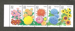 #2997a 32c GARDEN FLOWERS ISSUE BOOKLET PANE OF 5 MNH UNFOLDED - Picture 1 of 1