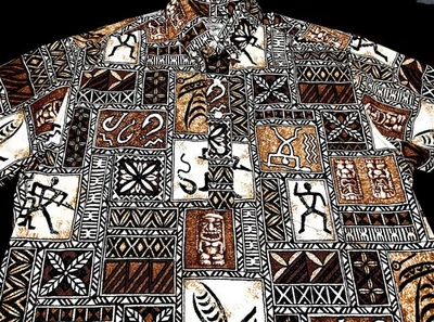 Camisa Hilo Hatties Para Hombres Hawaiana Aloha Botón Delantero Manga Corta Marrón Tostado L Foto 1 de 4