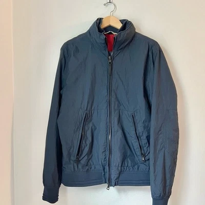 Mango Mens MNG Navy Blue Windbreaker Rain Jacket Bomber Zip-Up Preppy Sz L - Image 1 of 4