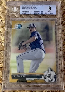 2017 BOWMAN CHROME DRAFT GOLD REFRACTOR #BDC21 CAL QUANTRILL /50  BECKETT MINT 9 - Picture 1 of 2