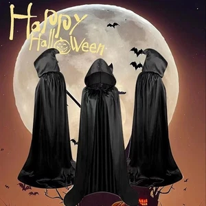 Halloween Umhang Kostüme Zaubererumhang für Kinder Kapuzenumhänge Mantel schwarz Par - Bild 1 von 5