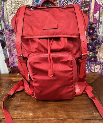 Подлинный Gucci GG нейлона монограмма кожи отделки Ltd издание через плечо рюкзак б/у в отличном состоянии - Изображение 1 из 4