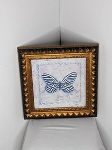 Richard A Henson EUC Zebra butterfly Wood Framed Print 16x16 Black Gold Cream - Picture 1 of 12