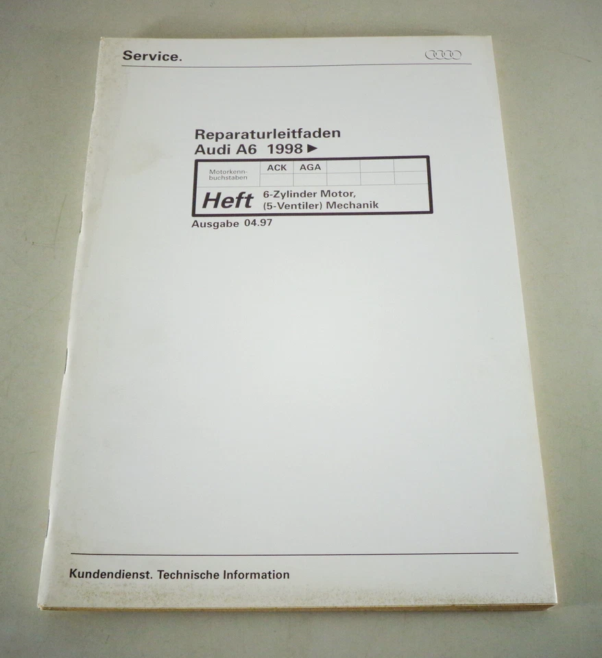 Manuel D'Atelier Audi A6 C5 6-Zylinder Moteur (5-Ventiler) - Ack Aga - Ab 1998 - Photo 1/1