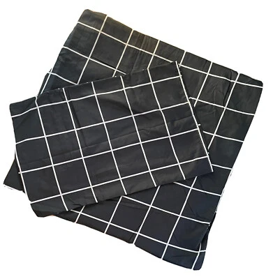 Edredom duplo PRETO BRANCO GRADE JANELA QUADRICULADA com zíper  - Imagem 1 de 2