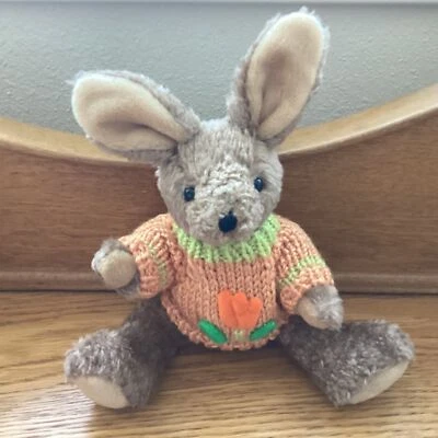 Hugfun 1999 Bunny Rabbit 10 Inches Sweater Orange Tulip White Tush Tag - Image 1 of 4