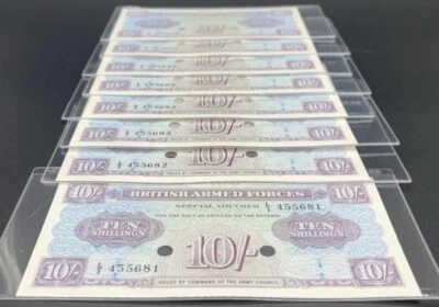 Lot 8 Banknote Great Britain Armed Forces 10 Shillings Unc  Consecutive Serial - Image 1 of 4